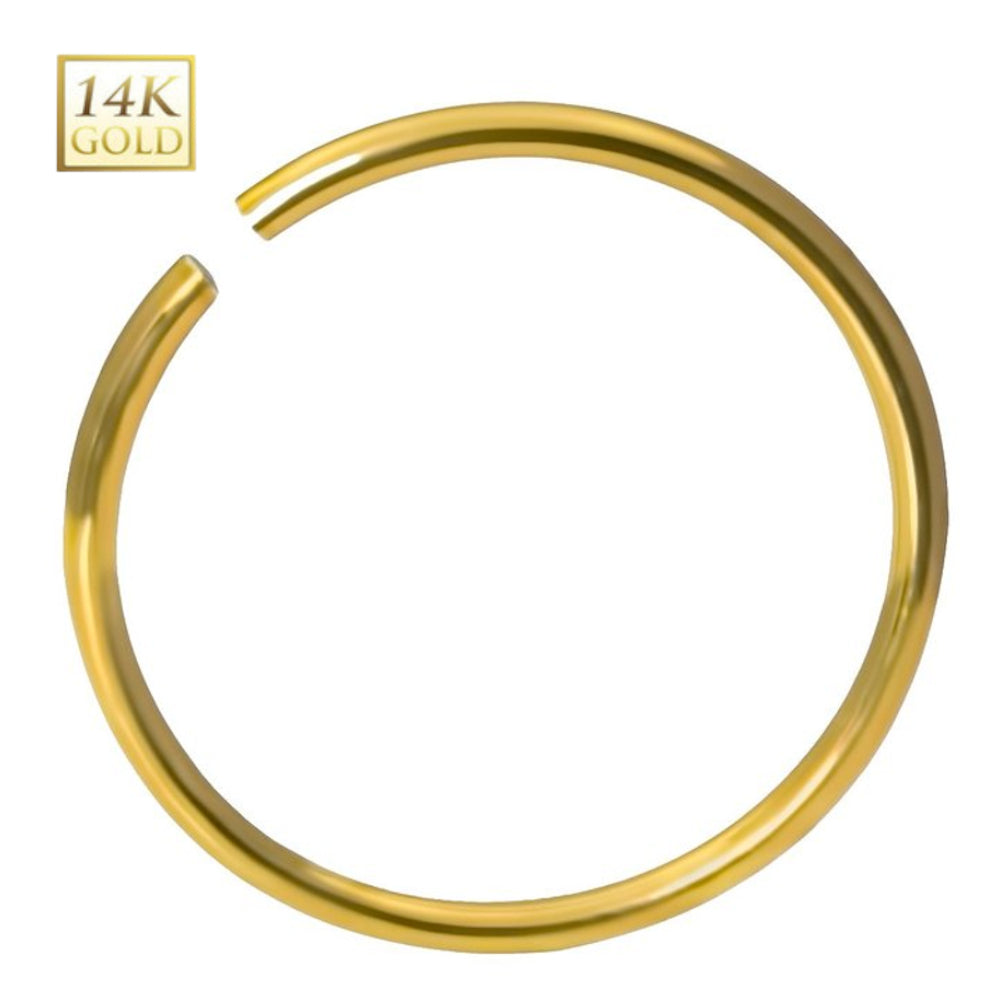 14K Solid Gold 20 Gauge Seamless Nose Ring with Annealed Hoop - photo 2