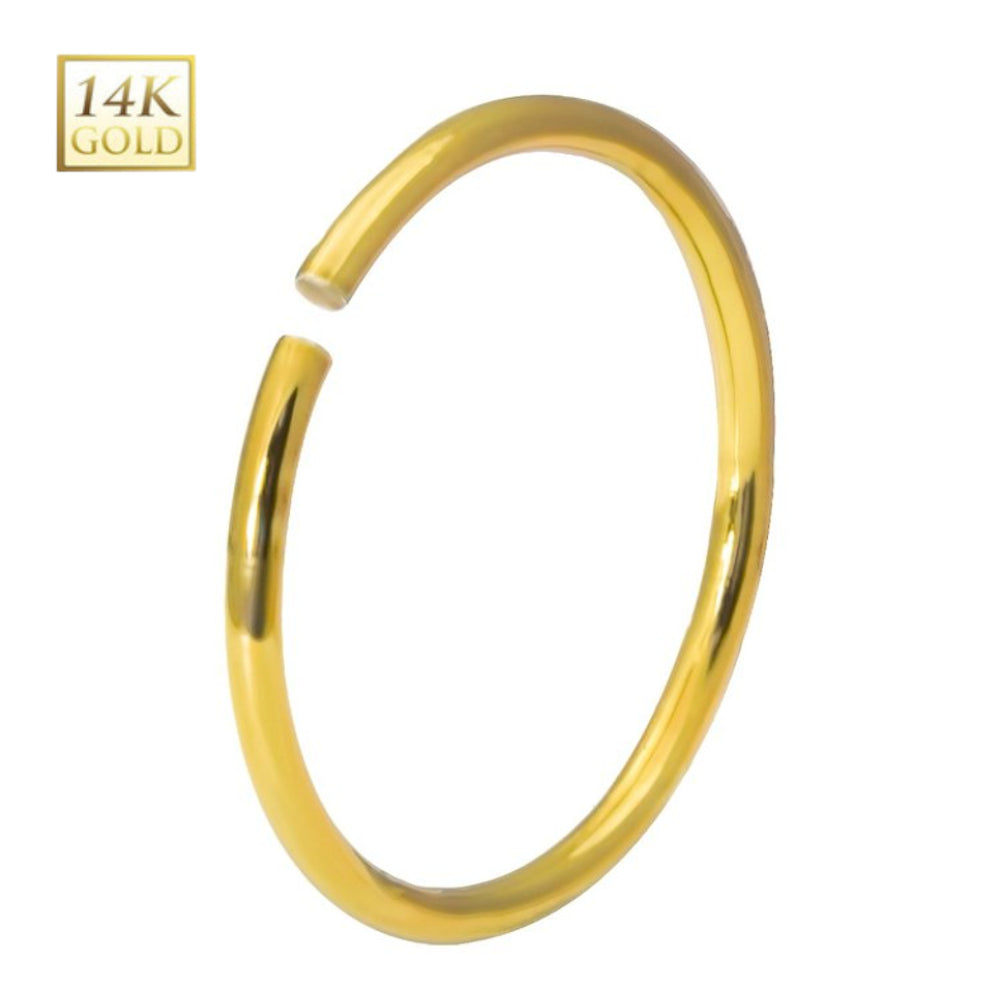 14K Solid Gold 20 Gauge Seamless Nose Ring with Annealed Hoop