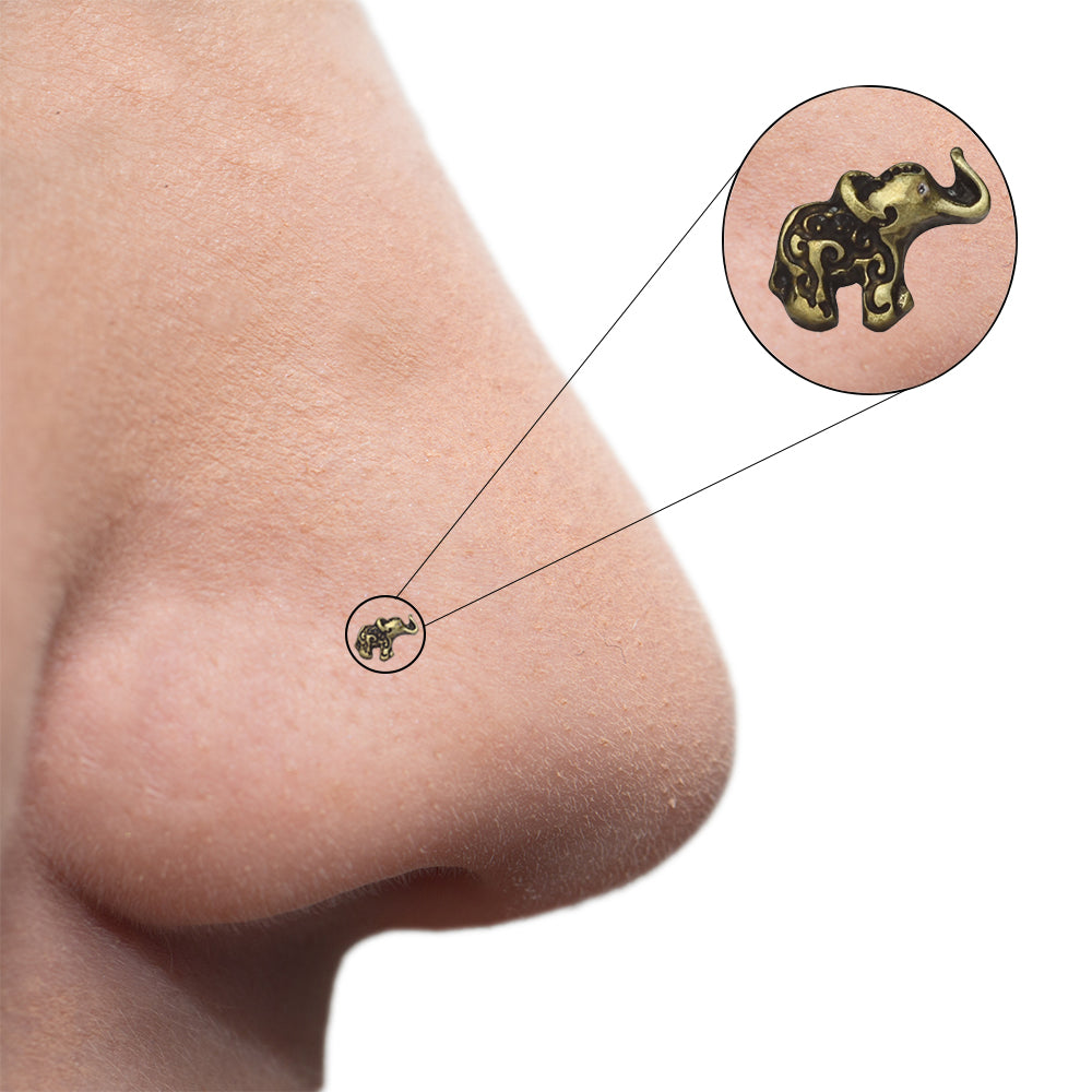 Surgical Steel 20 Gauge Nose Stud with Antique Elephant Top - photo 2
