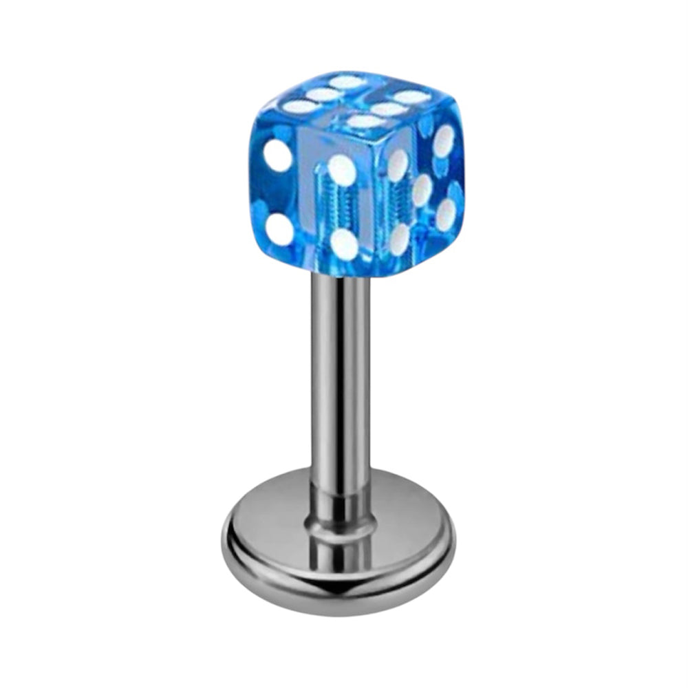 Surgical Steel 16 Gauge Flat Back Labret Stud with Acrylic Dice - photo 4