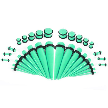 Aqua Acrylic UV Glow Ear Stretching Kit 14G to 00G - 36 Pack