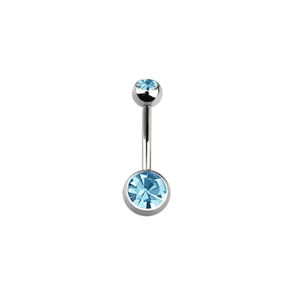 Titanium 14 Gauge Double CZ Belly Button Ring 14mm