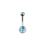 Titanium 14 Gauge Double CZ Belly Button Ring 14mm