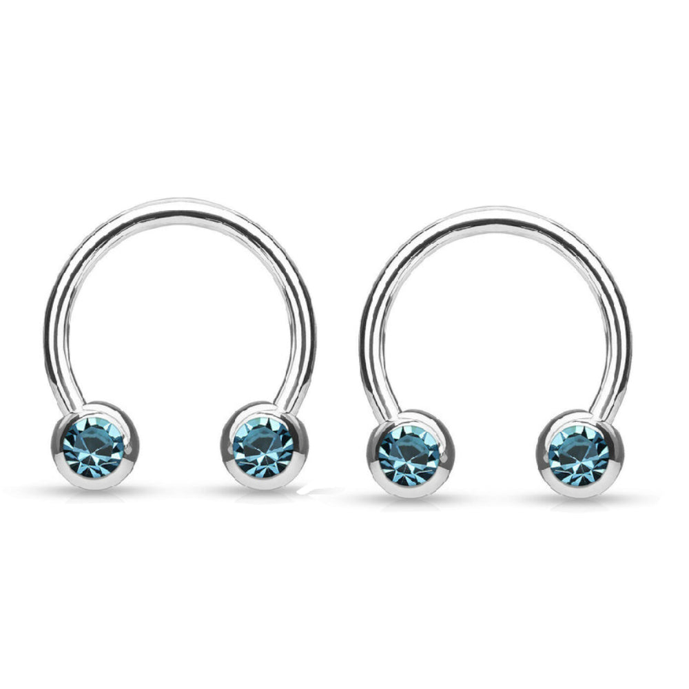 Surgical Steel 14 & 16 Gauge CZ Horseshoe Circular Barbell - Pair - photo 2