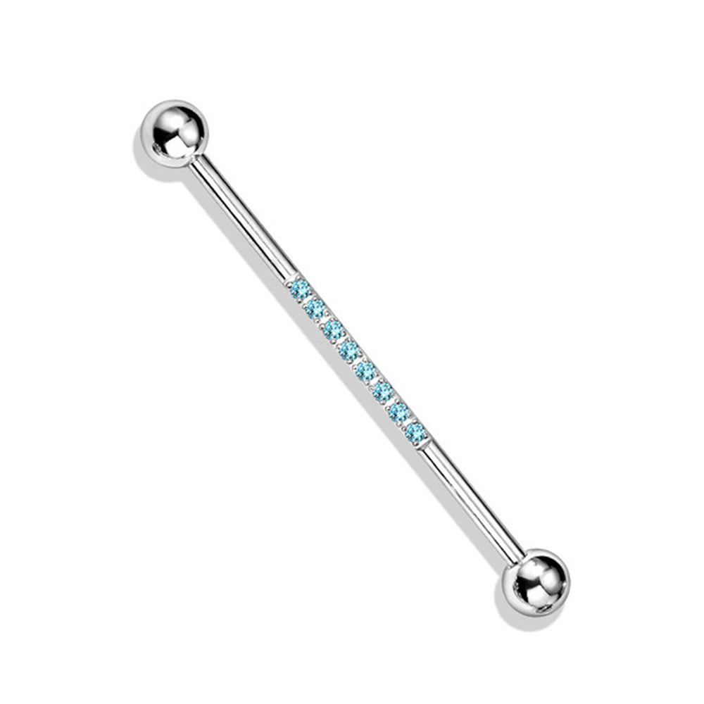 Surgical Steel 14 Gauge Industrial Barbell with CNC Lined CZ - photo 10