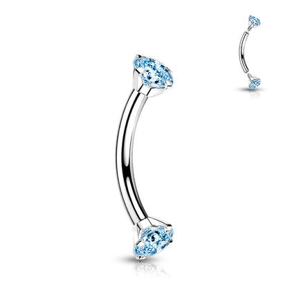 Titanium Curved Barbell 16G 8mm with 3mm CZ Crystal - photo 5