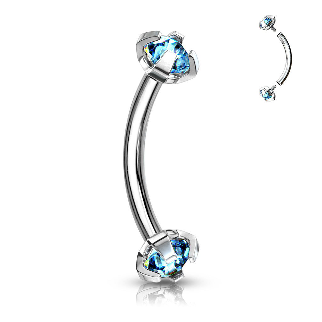 Surgical Steel Curved Barbell 16G 8mm with 3mm CZ Crystal - photo 3
