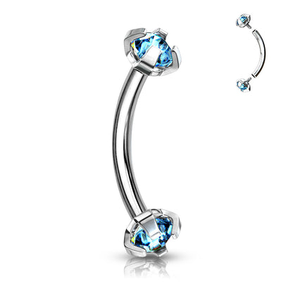 Surgical Steel Curved Barbell 16G 8mm with 3mm CZ Crystal - photo 3