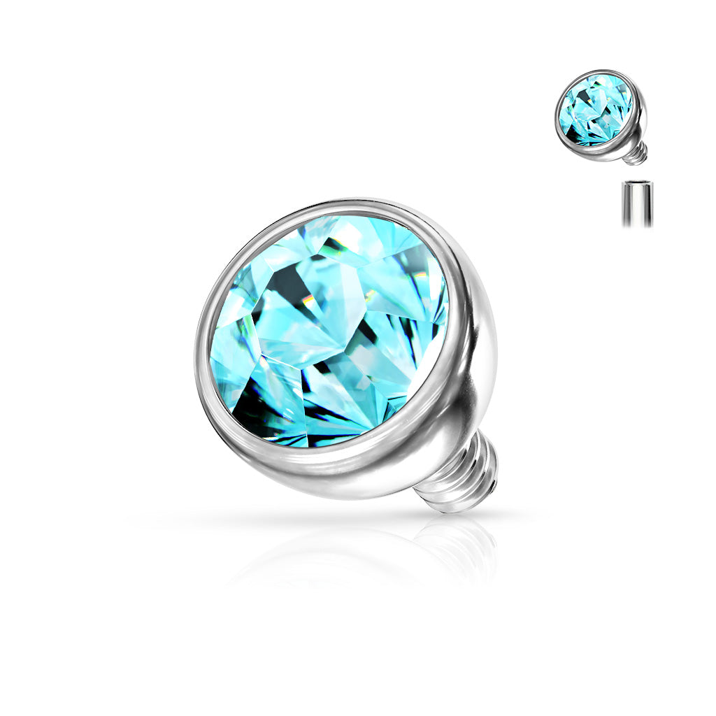 Surgical Steel Dermal Anchor Top 16G 3mm & 4mm with Bezel CZ - photo 4