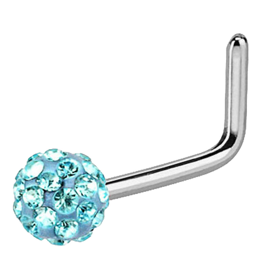 Surgical Steel 20 Gauge L-Shape Nose Stud with Ferido Ball CZ - photo 2