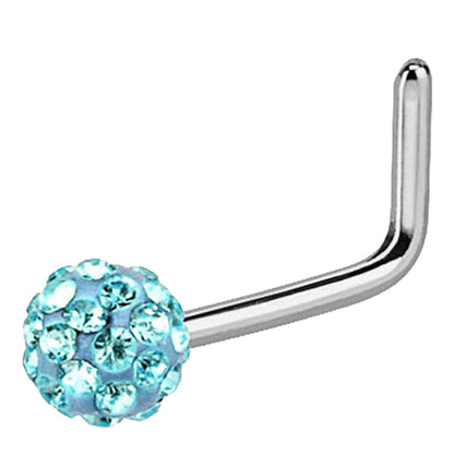 Surgical Steel 20 Gauge L-Shape Nose Stud with Ferido Ball CZ - photo 2
