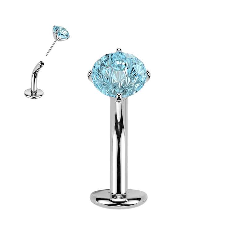 Titanium Threadless Floating Convex Belly Ring 14G 10mm with CZ - photo 4