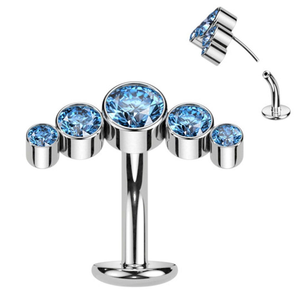 Titanium 14 Gauge Reversed CZ Floating Belly Ring Convex Base