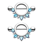 Surgical Steel 14 Gauge Nipple Shield with Half Circle Lined CZ - Pair - photo 6