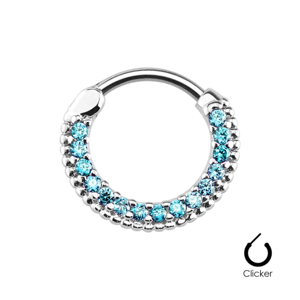 Surgical Steel 16 Gauge Septum Clicker Hoop with Paved CZ - photo 5