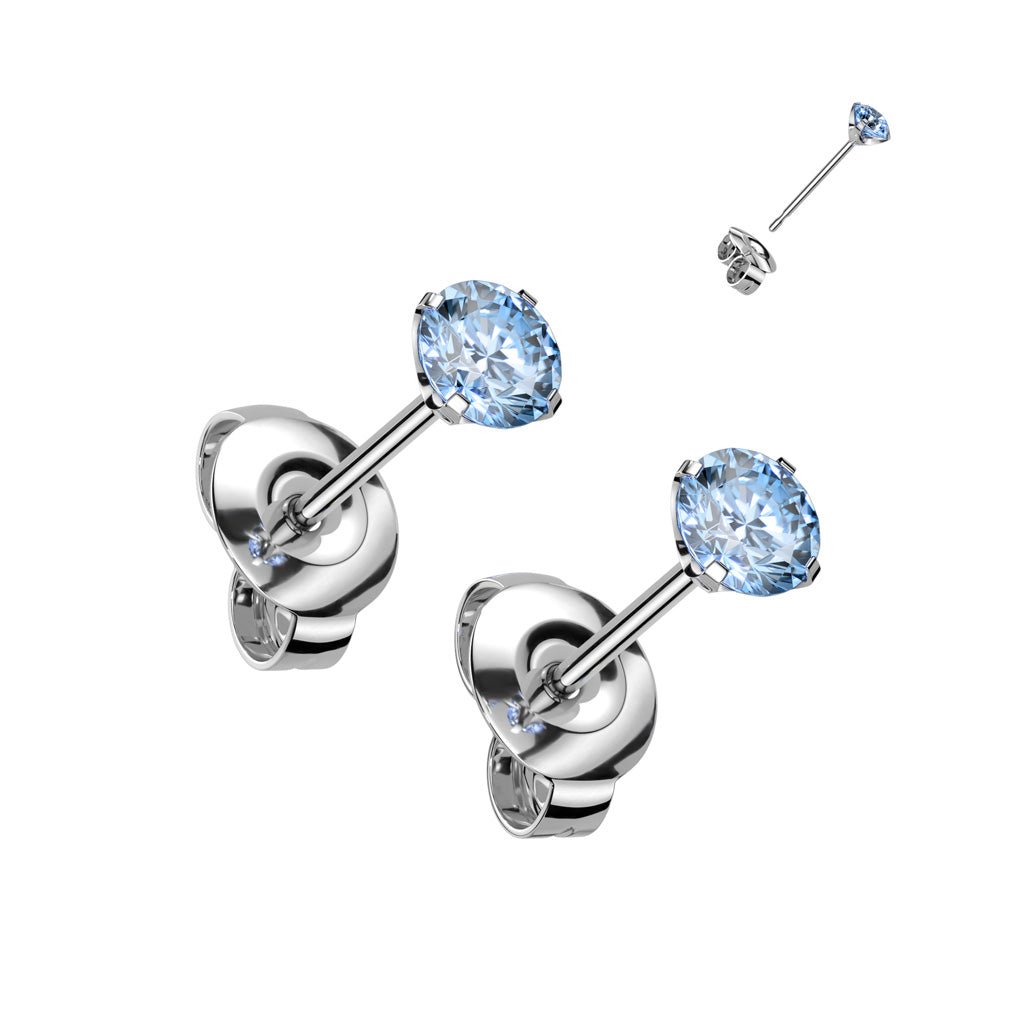Titanium Prong Set CZ Stud Earrings 20G 2mm to 4mm - Pair - photo 4