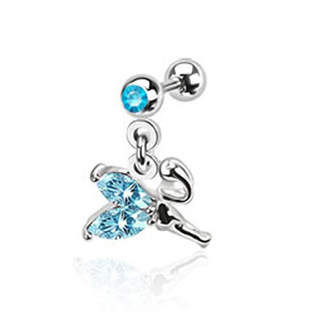 Surgical Steel 16 Gauge Cartilage Barbell with CZ Dangle Fairy - photo 3