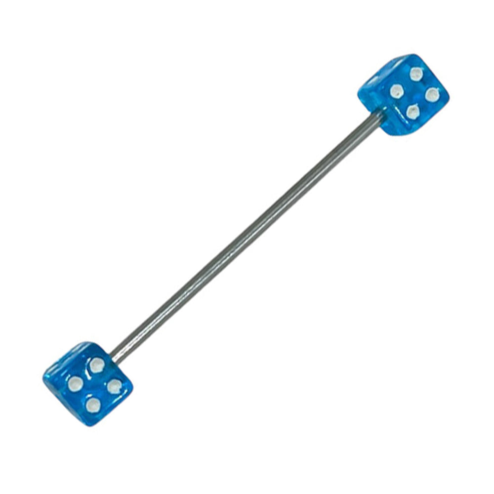 Surgical Steel 14 Gauge Industrial Barbell with Acrylic Dice Bead - photo 6