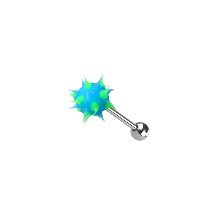 Surgical Steel 14 Gauge Tongue Barbell with Silicone Spike Ball - photo 3
