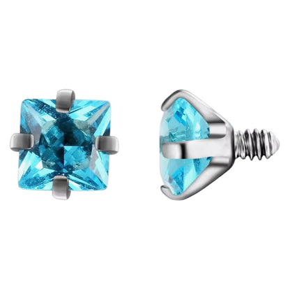 Surgical Steel 14 Gauge CZ Dermal Anchor Top with Prong Square Gems - photo 8