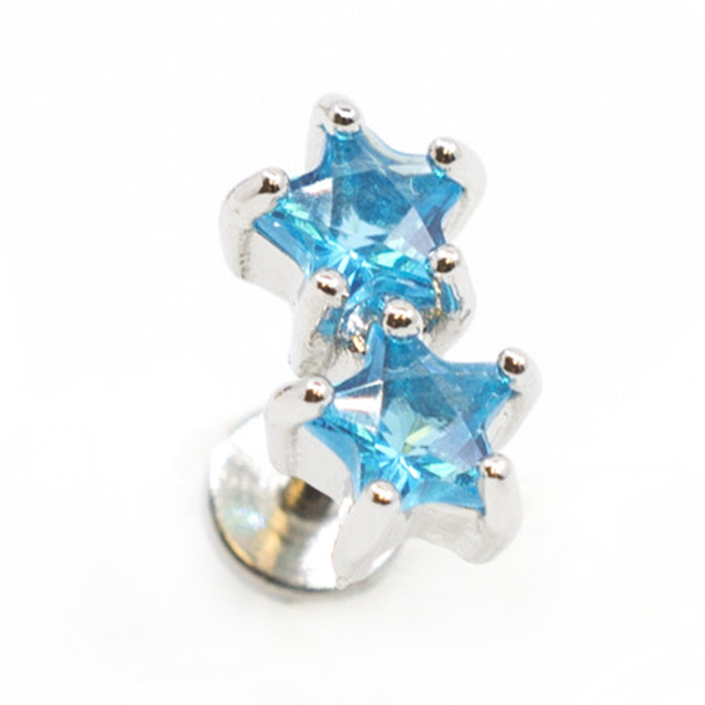 Surgical Steel 16 Gauge Labret Stud with Twin Star CZ - photo 3