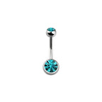 Titanium 14 Gauge Double CZ Belly Button Ring 14mm