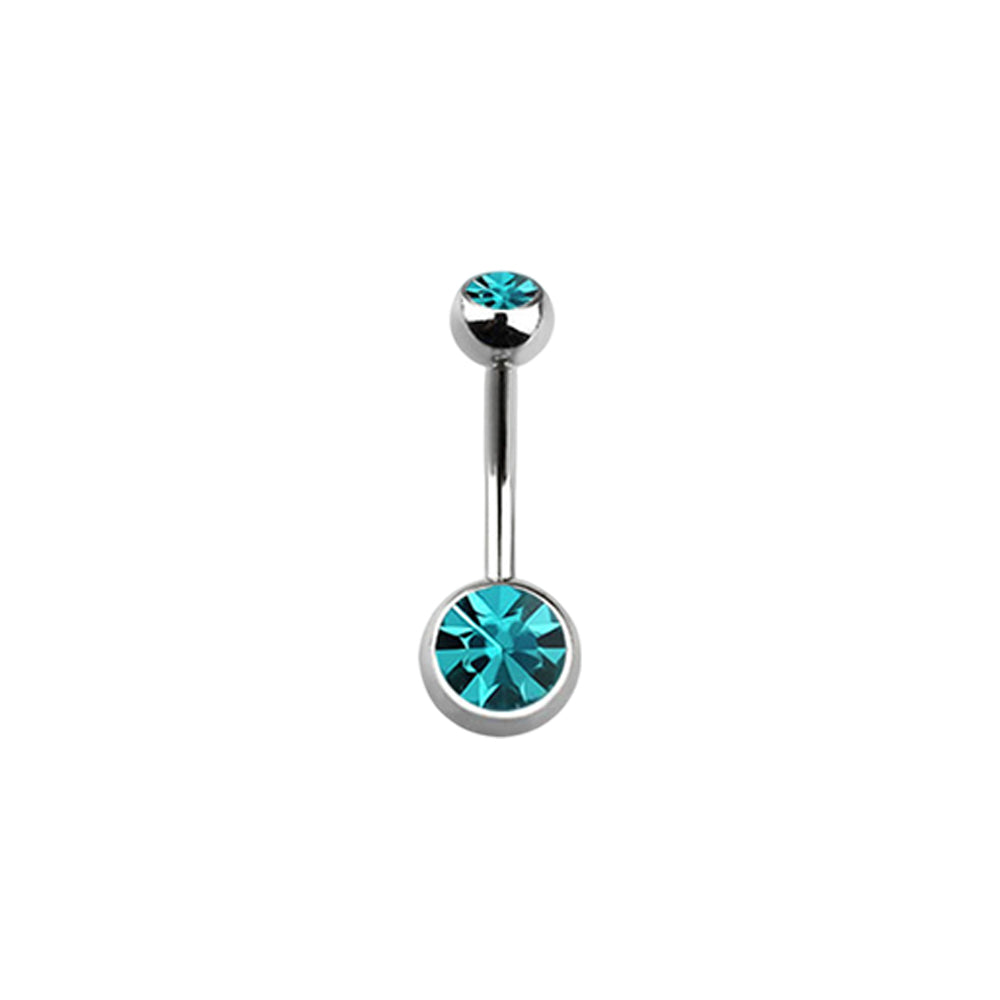 Titanium 14 Gauge Double CZ Belly Button Ring 14mm