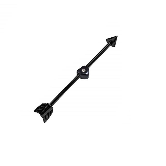 Surgical Steel 14 Gauge Industrial Barbell with PVD Black Arrow Heart