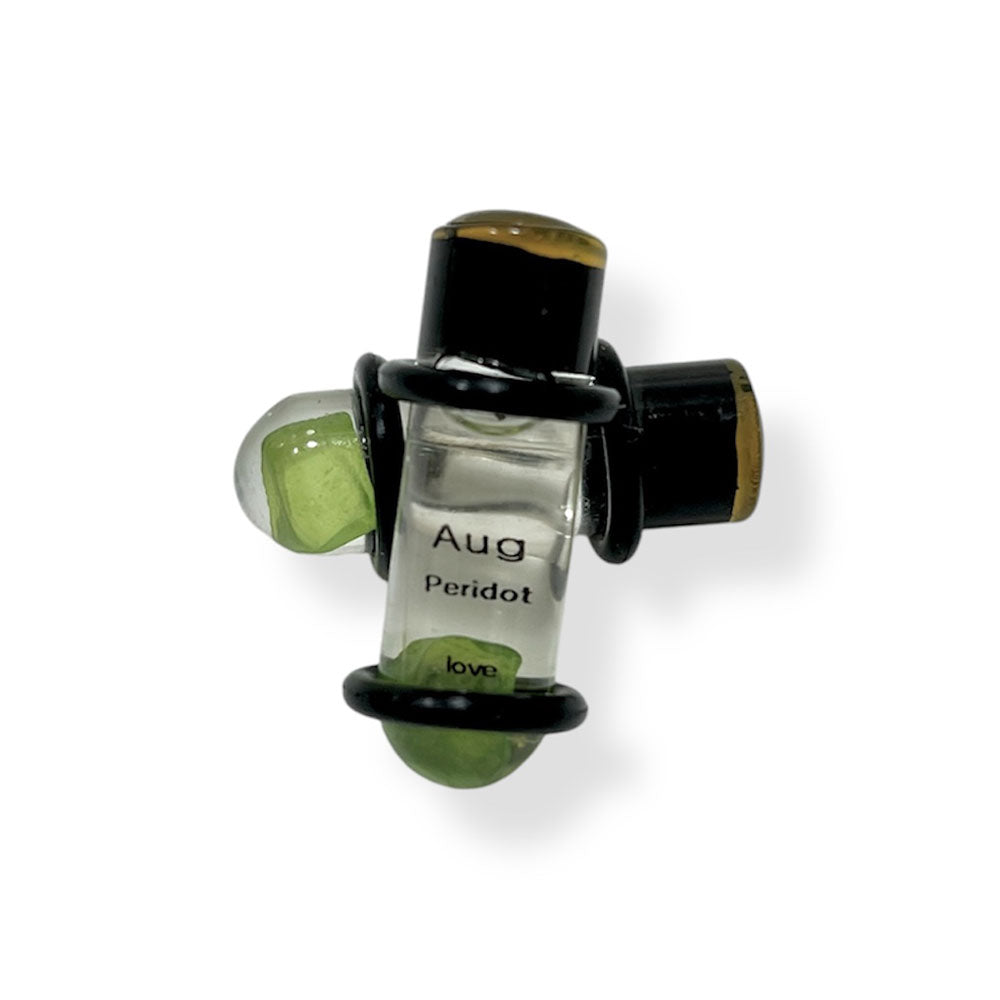Glass 0 Gauge Bullet Shape Floating Birthstone Ear Plugs - Pair