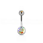 Titanium 14 Gauge Double CZ Belly Button Ring 14mm