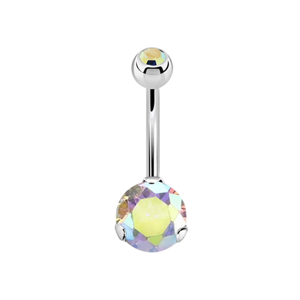 Surgical Steel 14 Gauge Crystal CZ Belly Button Ring