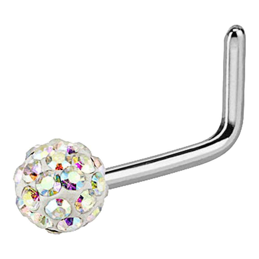 Surgical Steel 20 Gauge L-Shape Nose Stud with Ferido Ball CZ - photo 3