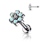 Titanium 18 to 20 Gauge CZ Flower End Labret Stud - Pair