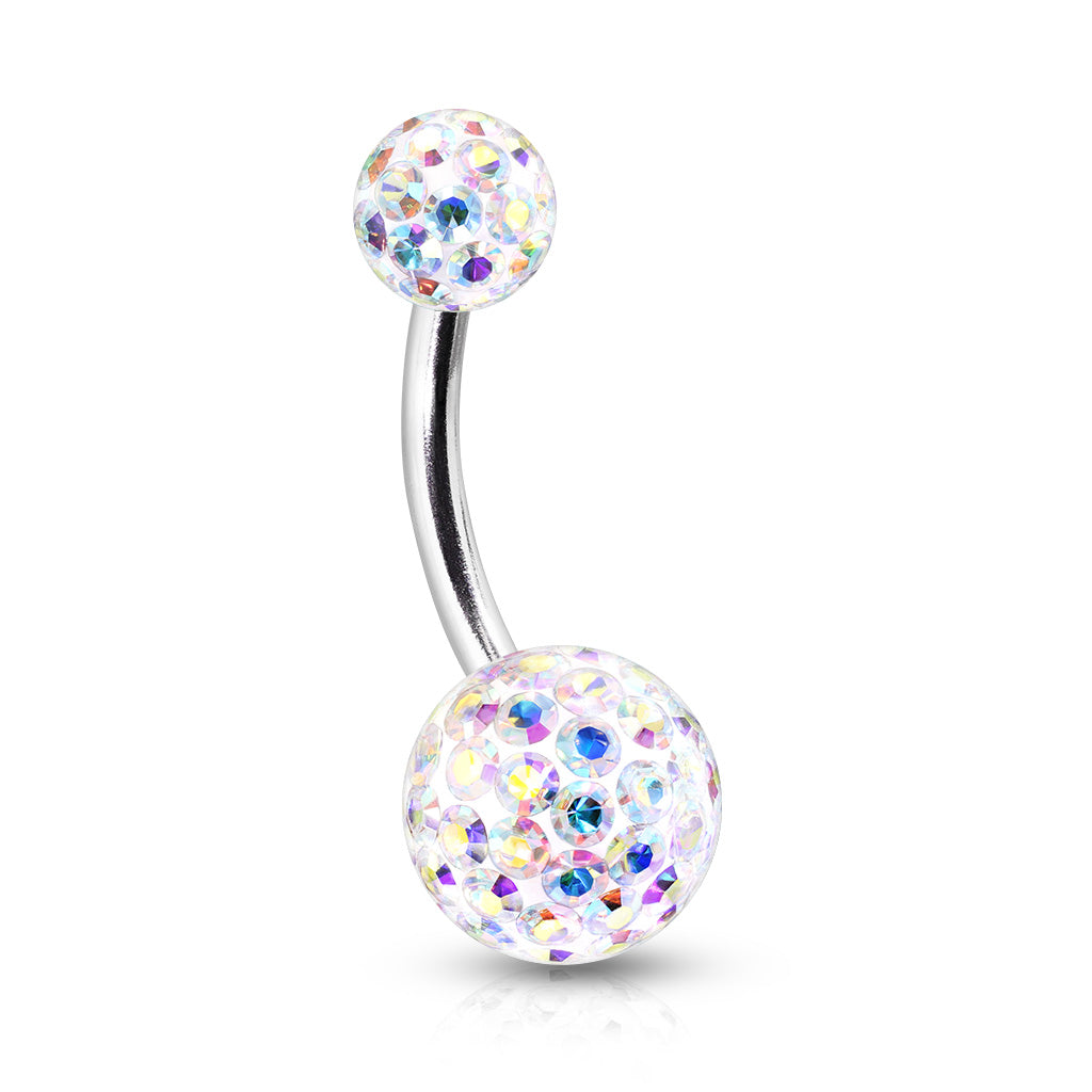 Surgical Steel 14 Gauge Belly Button Ring Ferido Gems Aurora Borealis