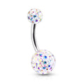 Surgical Steel 14 Gauge Belly Button Ring Ferido Gems Aurora Borealis