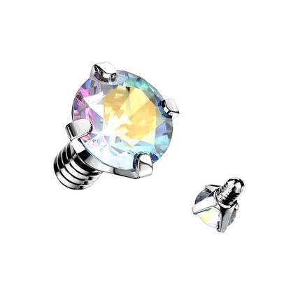 Surgical Steel 14 to 16 Gauge Internally Threaded Prong Set CZ Top - photo 6