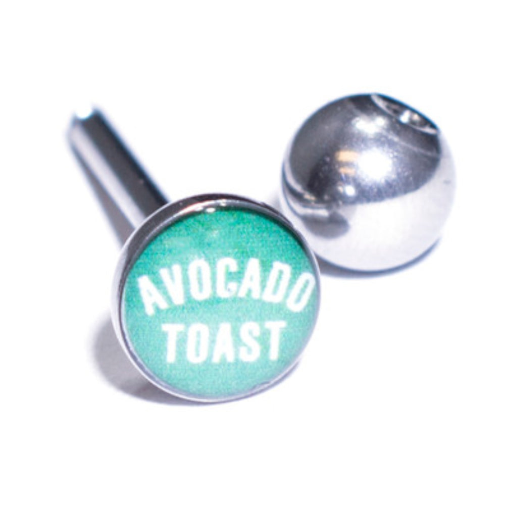 Surgical Steel Tongue Barbell 14G 15mm with Avocado Toast Logo - photo 2