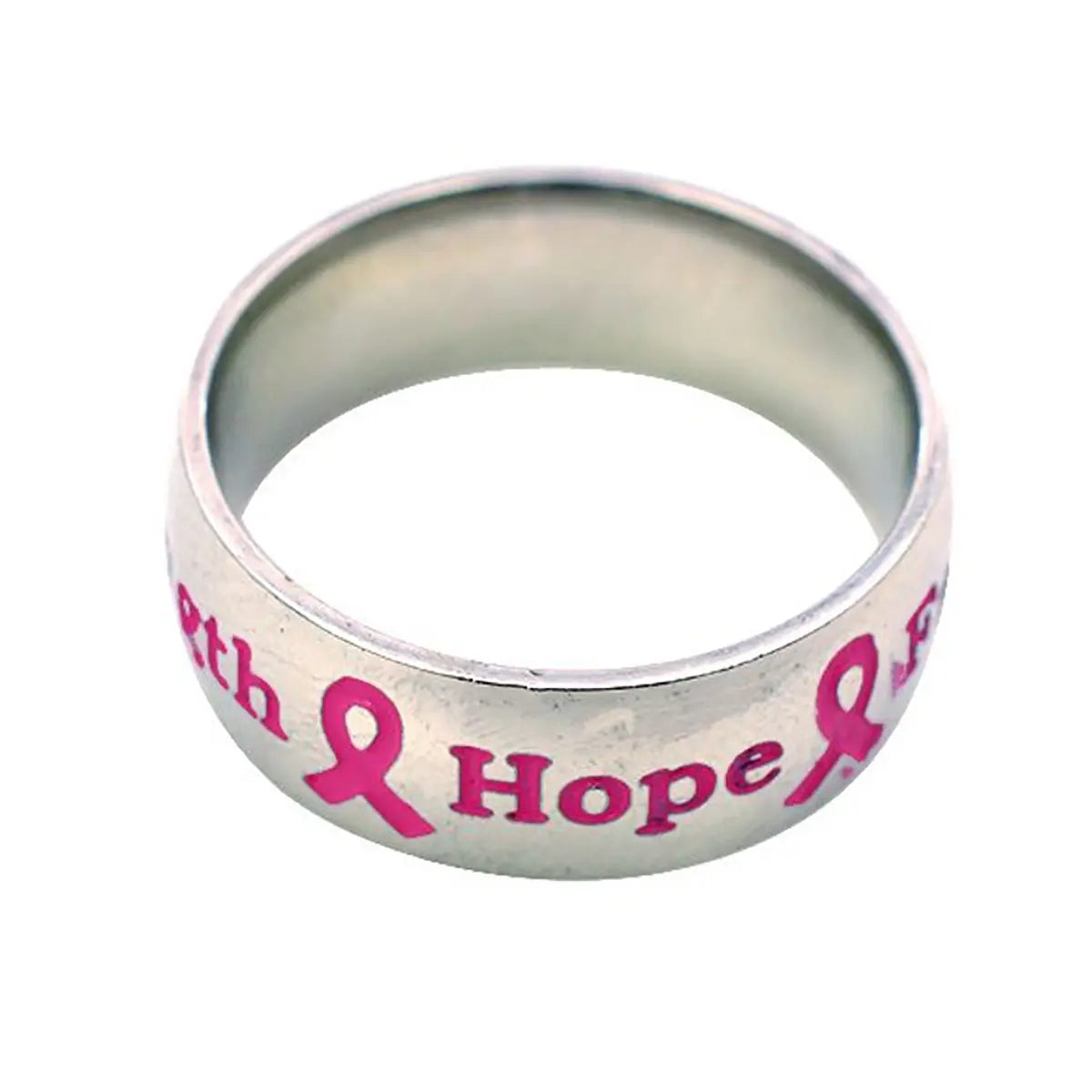 Surgical Steel Pink Ribbon Awareness Band Ring Courage Hope Faith - photo 4