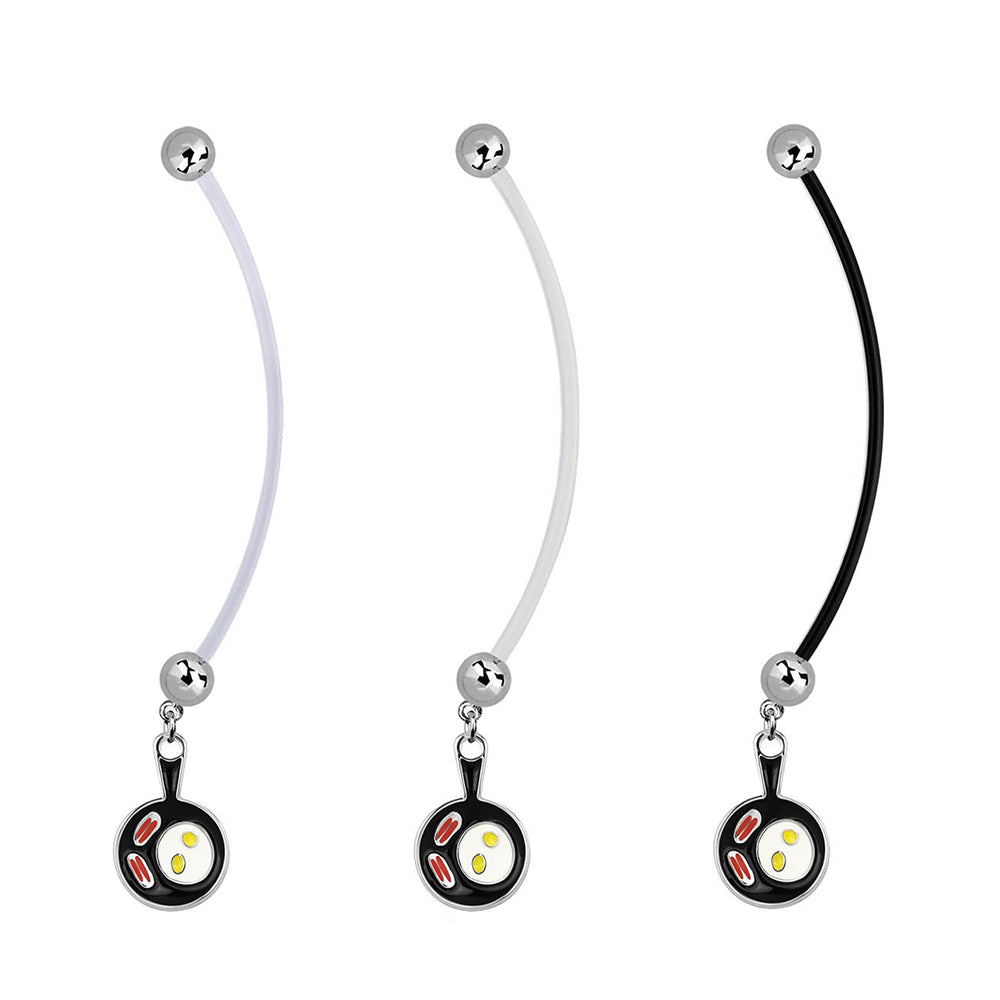 Bioflex 14 Gauge Maternity Belly Ring with Bacon & Eggs