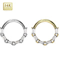 14K Solid Gold 16 Gauge Facing Baguette CZ Hinged Segment Ring