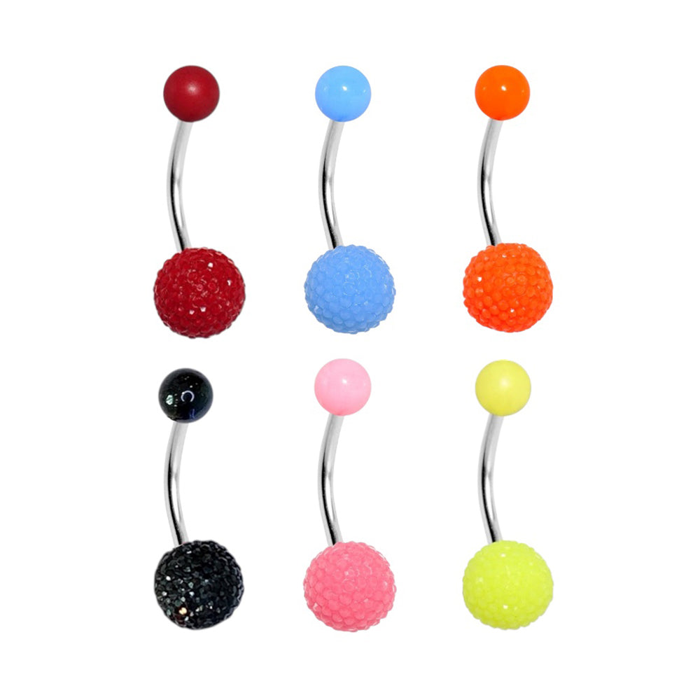 Surgical Steel 14 Gauge Belly Ring with Acrylic Disco Ball
