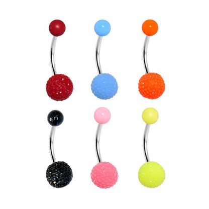 Surgical Steel 14 Gauge Belly Ring with Acrylic Disco Ball