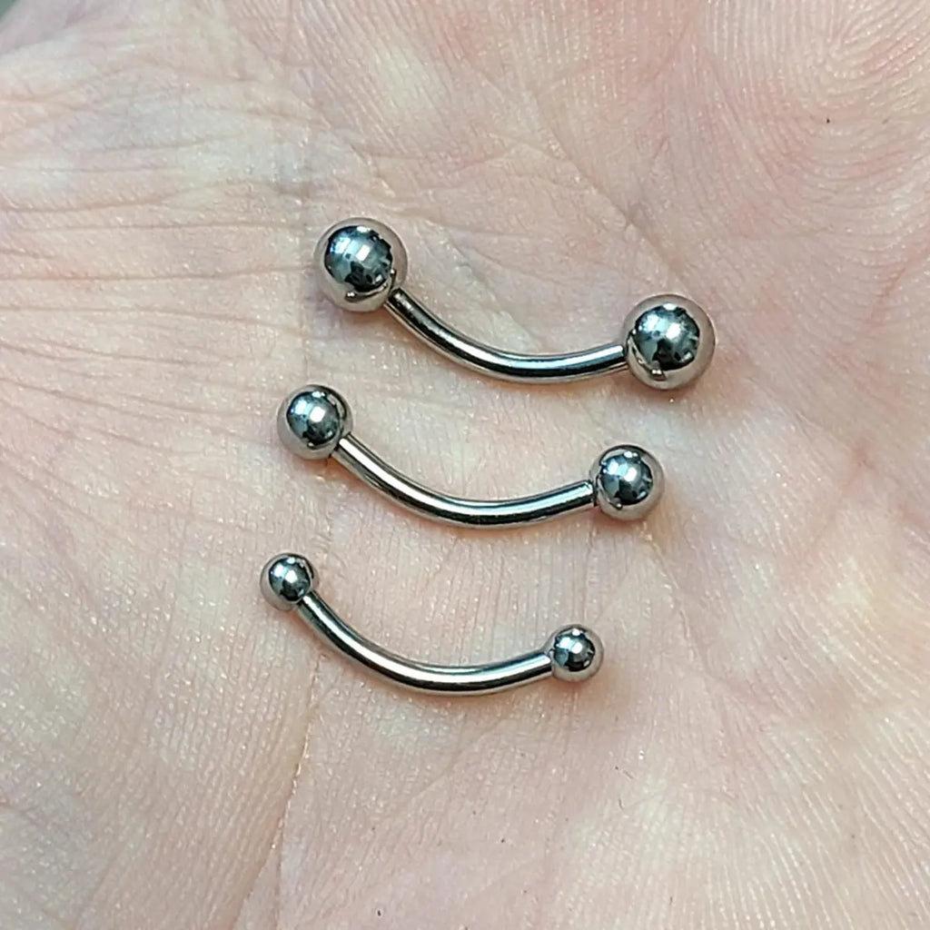 Surgical Steel 14 Gauge Curved Barbell with Ball End - photo 3