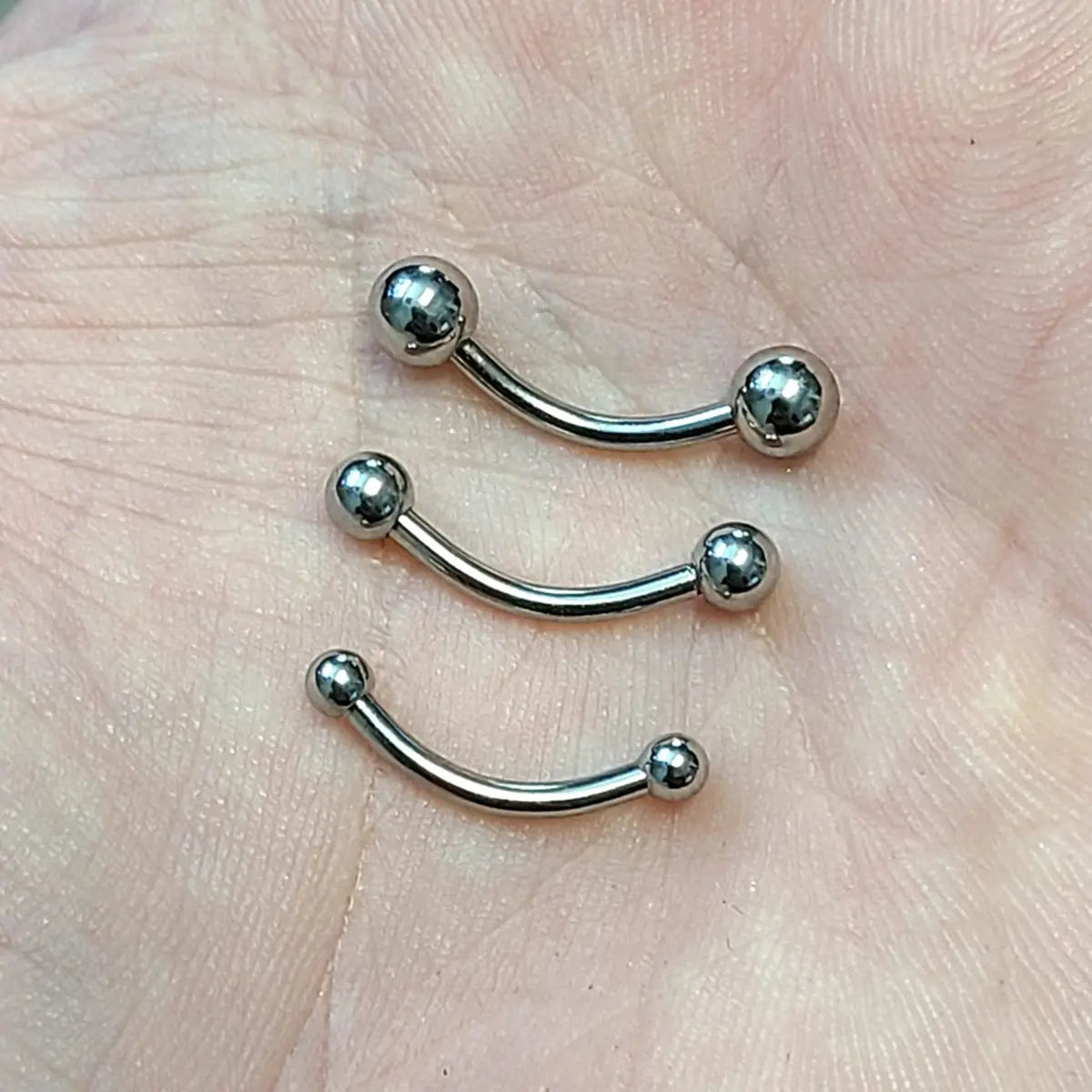 Surgical Steel 14 Gauge Curved Barbell with Ball End - photo 3