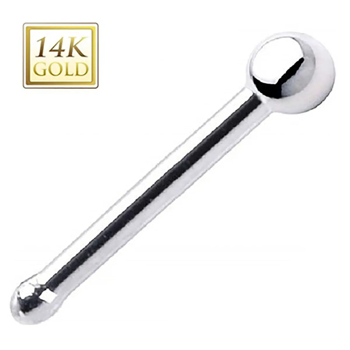 14K Solid Gold 20 Gauge Nose Bone Stud with Top Ball - photo 4