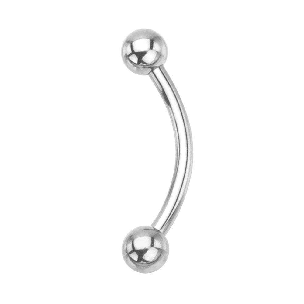Surgical Steel 16 Gauge Curved Eyebrow Barbell with Ball Ends