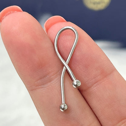 Surgical Steel 16 Gauge Twisted Spiral Ring with Ball or Spike Ends - photo 3