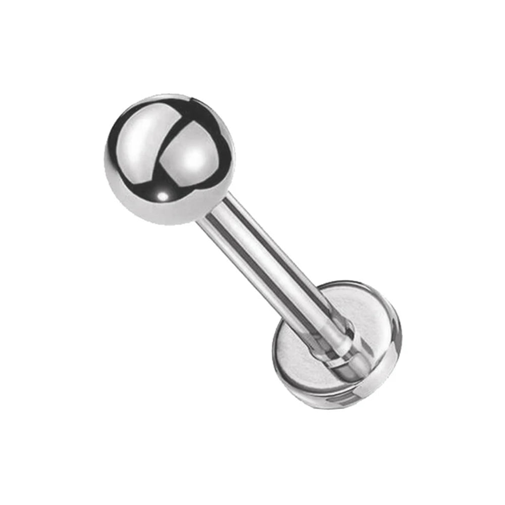 Surgical Steel 16 to 20 Gauge Threadless Flat Back Labret with Ball