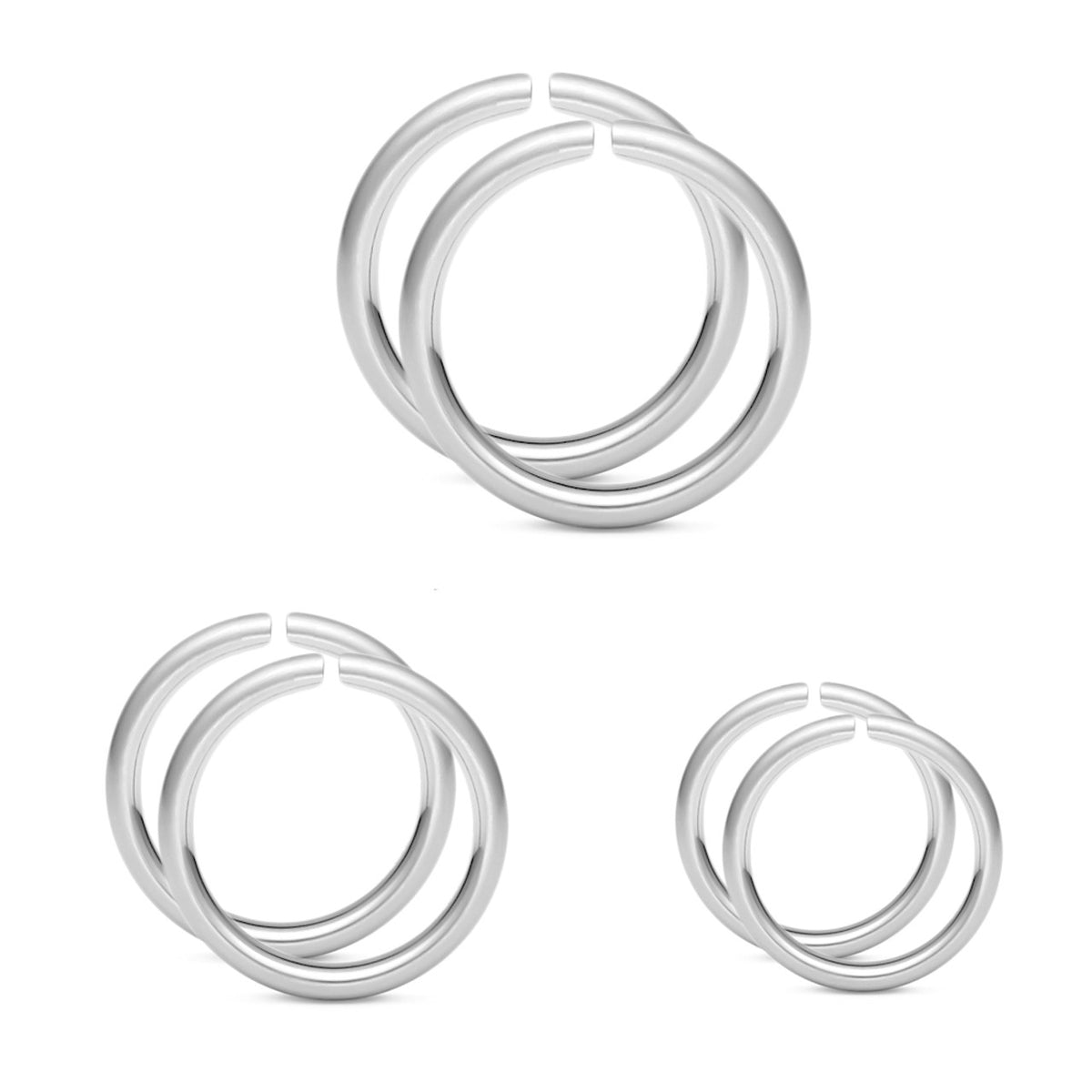 Surgical Steel 14 Gauge Bandable Hoop Nose Rings - Pair