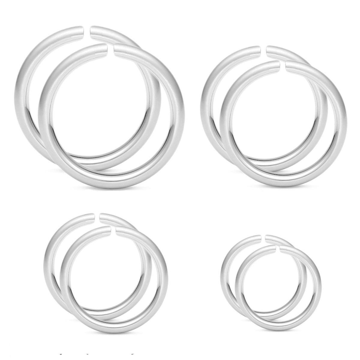 Surgical Steel 16 Gauge Bandable Hoop Nose Rings - Pair
